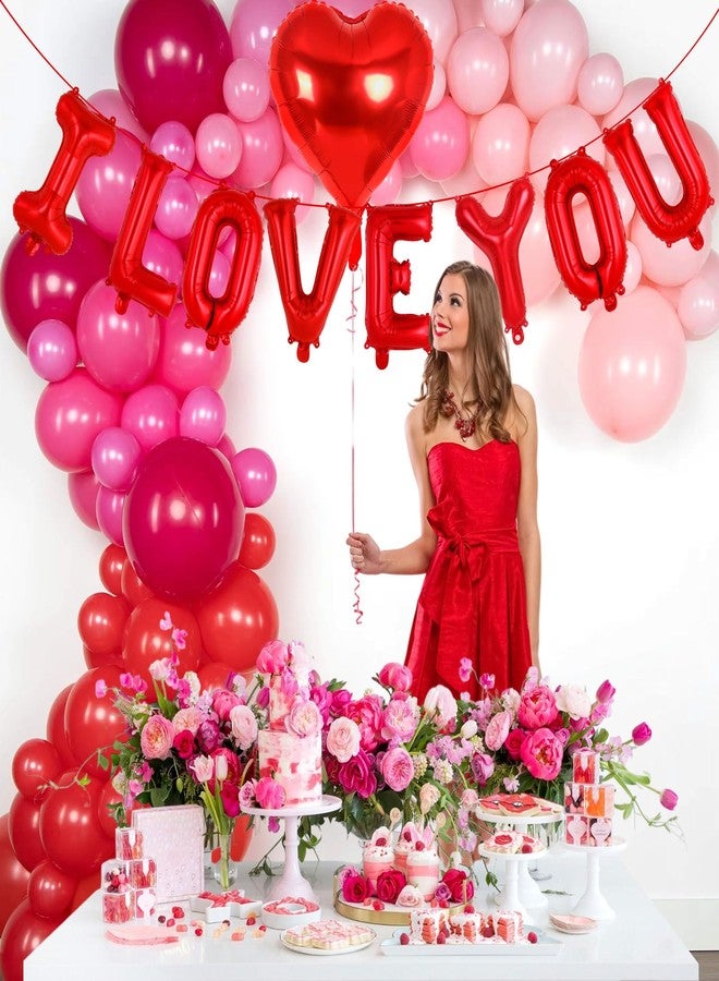 بالونات حمراء مقاس 16 بوصة مكتوب عليها "أحبك"، بالونات عيد الحب، لافتة بالونات فويل على شكل حب لتزيين حفلات عيد الحب، والزفاف، والخطوبة، ويوم الصديقات، وحفلات توديع العزوبية - Image 3